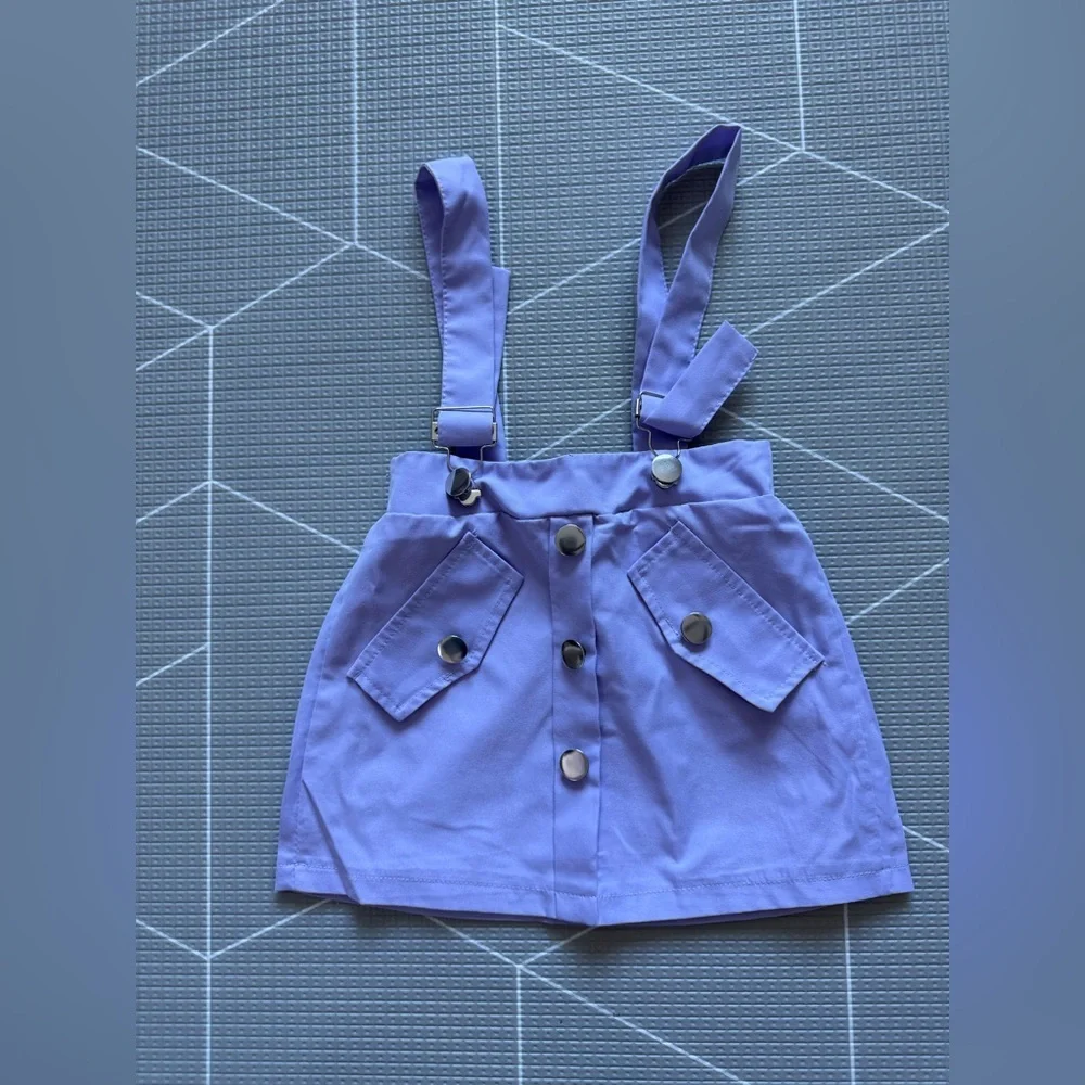 Small shop|Baby girl/toddler Lilac Pastel Suspender Skirt with buttons•••3-4T